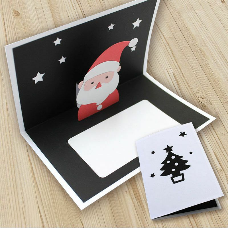 クリスマスカードサンタクロース 切り絵 ペーパークラフト 飛び出すカード サンタ クリスマスプレゼント