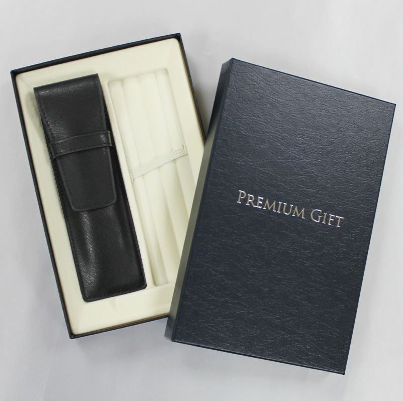 ペンスース付き ギフトボックス BOX 合成皮革 フェイクレザー クロ ブラック