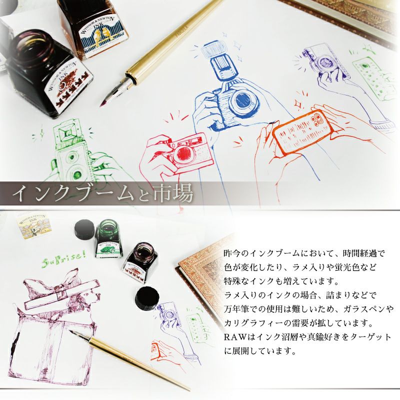 RAW 真鍮製 つけペン No1.Dip pen　ディップペン ペン軸 ペン先 ステーショナリー アート 筆記 ギフト 贈り物 プレゼント