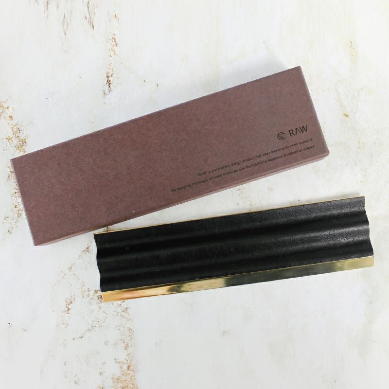 RAW 真鍮 ヌメ革 波型 ペントレイ No.002 Pen tray ステーショナリー