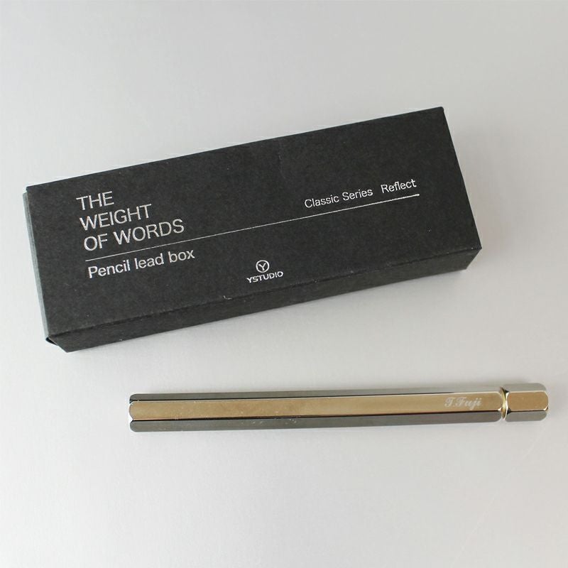 Y-studio 名入れ シャープ芯ケース 物外 シャイニーシルバーー