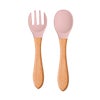 【名入れ】シリコン スプーン フォーク 木製 カトラリー キッズ 幼児 子供 食器 離乳 ピンク ブルー モカ くすみカラー 出産祝い 誕生日 ギフト 記念 プレゼント