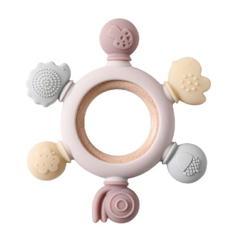 【名入れ無料】　シリコン 木製 歯固め 2タイプ ラトル付 ラトルなし おしゃぶり 赤ちゃん ベビー 新生児 マタニティ 子育て 育児 出産祝い 百日祝い プレママ おもちゃ 乳歯 ファーストトイ 誕生日 ギフト ピンク ブルー