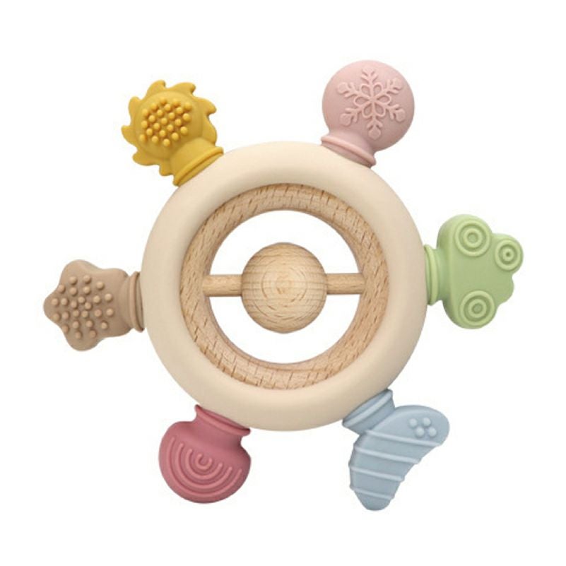 【名入れ無料】　シリコン 木製 歯固め 2タイプ ラトル付 ラトルなし おしゃぶり 赤ちゃん ベビー 新生児 マタニティ 子育て 育児 出産祝い 百日祝い プレママ おもちゃ 乳歯 ファーストトイ 誕生日 ギフト ピンク ブルー