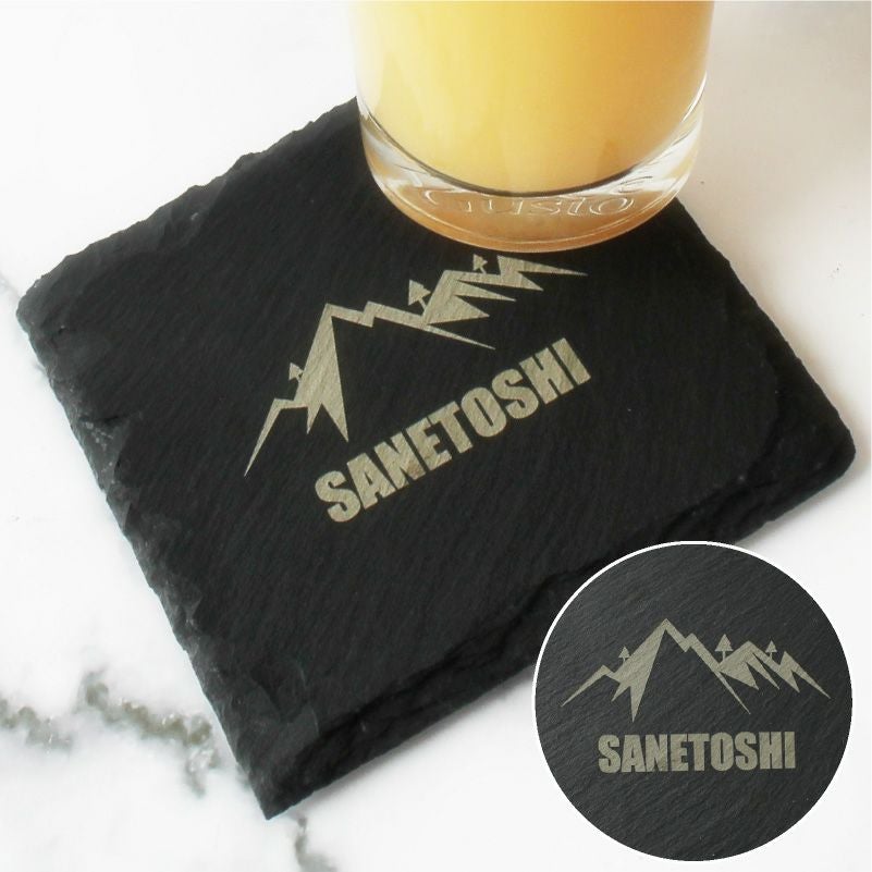 【名入れ無料】  スレートコースター  スレートプレート スクエア 彫刻 ワンポイント 記念品  カフェ バー バル 居酒屋 食器 花台 ディスプレイ 皿 インスタ ギフト 天然石 おしゃれ サロン