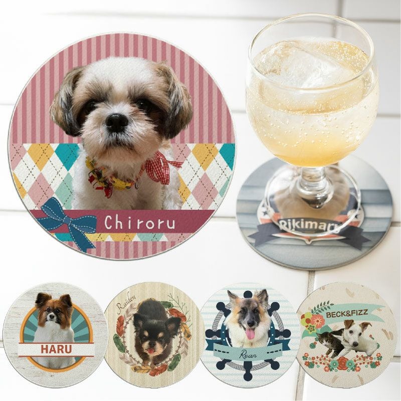 【写真入れ/名入れ無料】 特急プリント オリジナルコースター ソフトコースター ラウンドホワイト 写真プリント 全面プリント オーダーメイド ペット うちの子グッズ 犬 猫 孫 テーブルウェア カフェ 記念 ギフト メモリアル 思い出 景品 誕生日 プレゼント