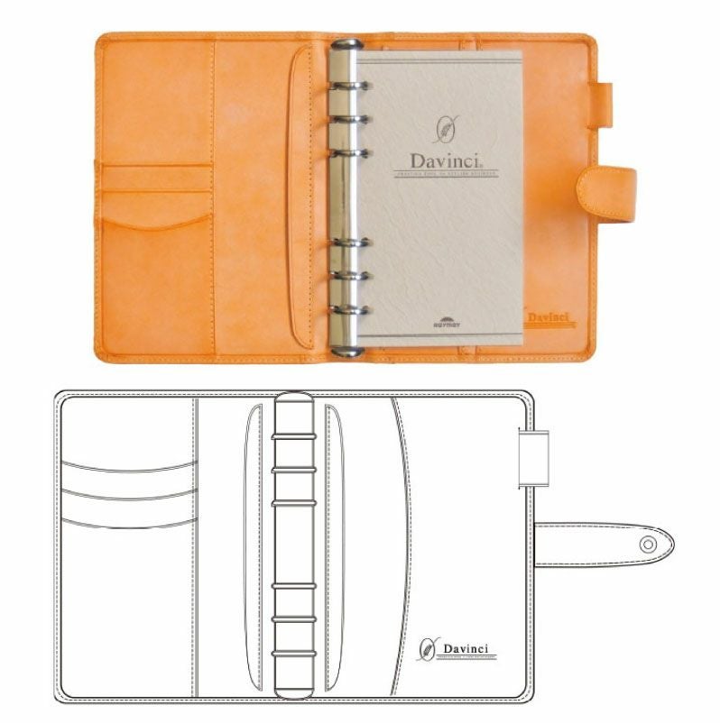 【名入れ無料】ダヴィンチ ロロマクラホック Davinci RoromaHook 聖書サイズ バイブルサイズ　リング24mm 限定 システム手帳 アージェント イエロー コーラル