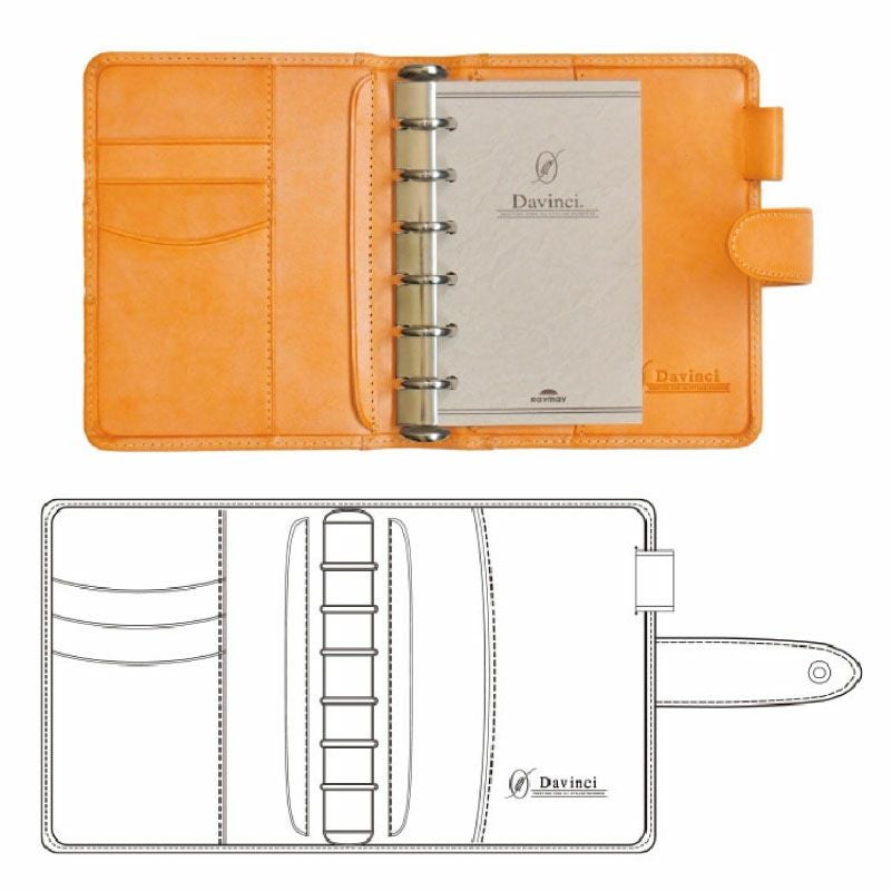 【名入れ無料】ダヴィンチ ロロマクラホック Davinci RoromaHook mini5サイズ M5サイズ　リング16mm 限定 システム手帳 アージェント イエロー コーラル