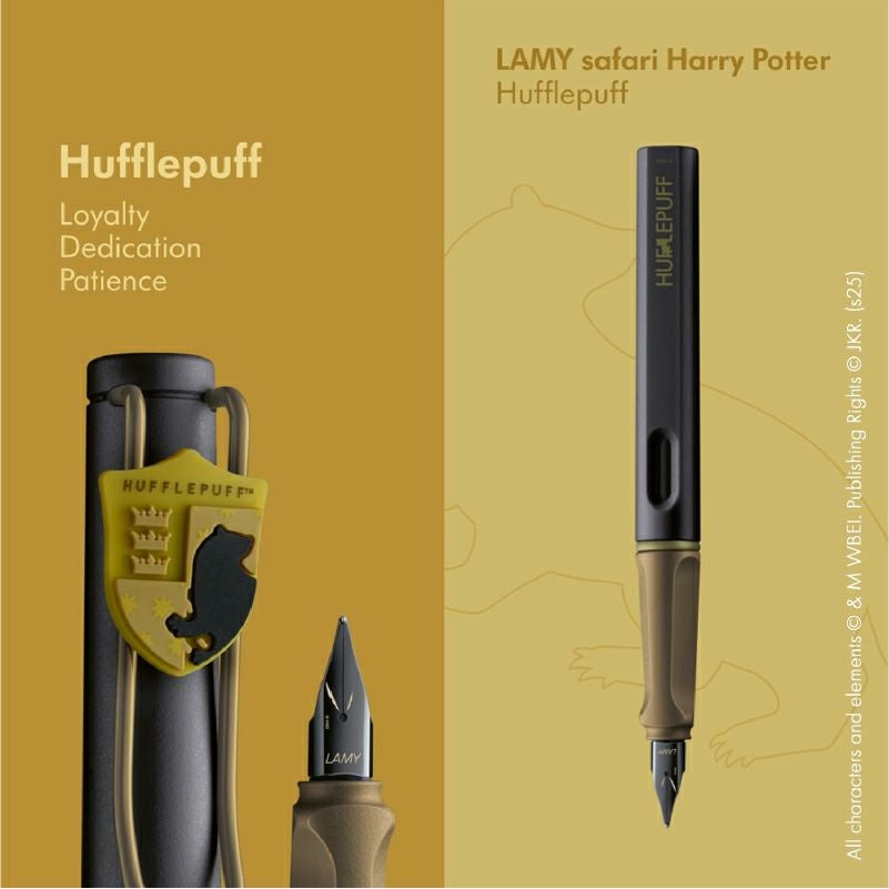 【名入れ無料】 ラミー サファリ LAMY Safari 万年筆 ハリーポッター ハリポタ Harry Potter ハッフルパフ ホグワーツ 紋章付き 文房具 筆記具 イエロー ゴールド  緑 金 ギフト 誕生日 推し活 推し寮