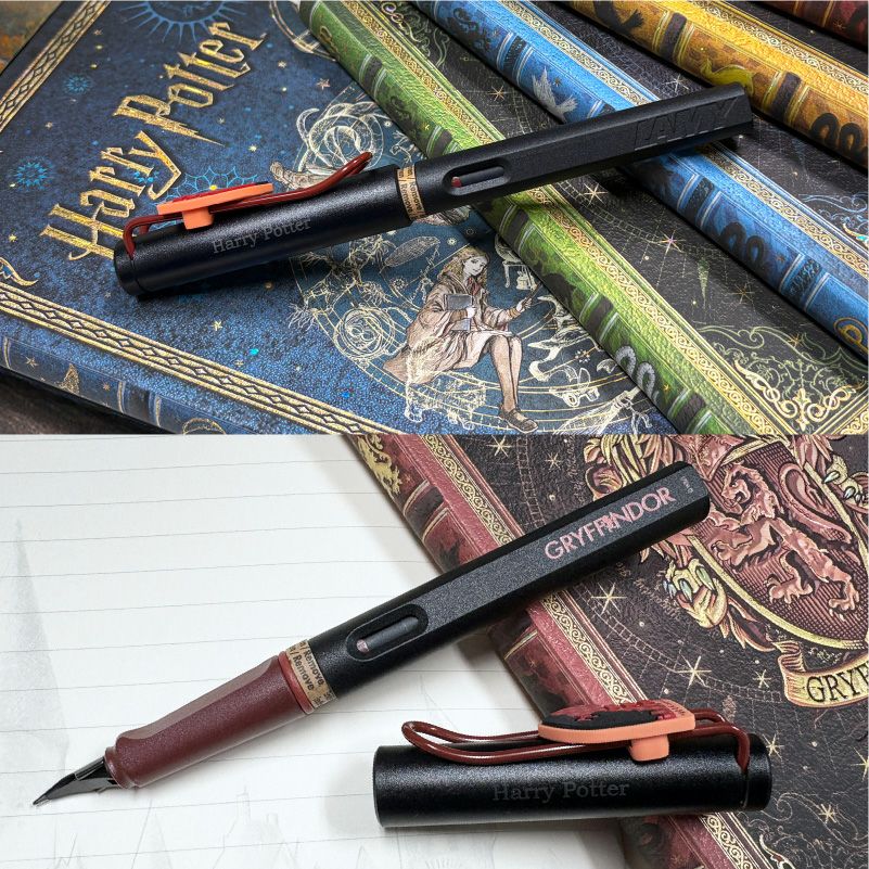 【名入れ無料】ハリーポッター Harry Potter LAMY サファリ 万年筆 4寮セット ＋ ペーパーブランクス ミディ 罫線 ノート4冊セット ホグワーツ 全寮コンプリート ８点セット グリフィンドール スリザリン レイブンクロー ハッフルパフ ハリポタ