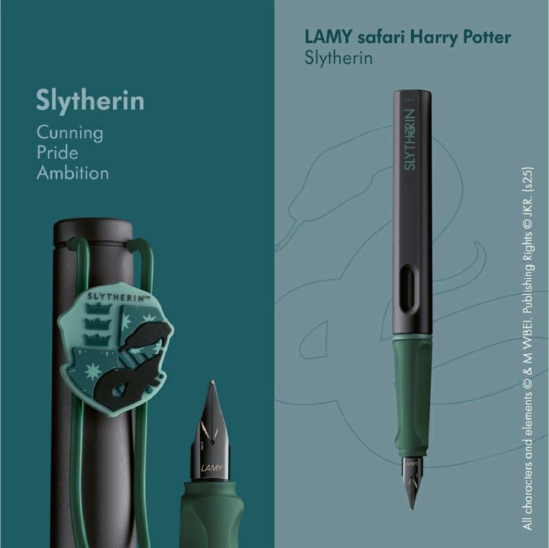 【名入れ無料】　ラミー サファリ LAMY Safari ハリーポッター Harry Potter ハリポタ 万年筆 ペーパーブランクス Paperblanks スリザリン ホグワーツ ミディ 無地 ノート 2点セット 誕生日 ギフト 推し活
