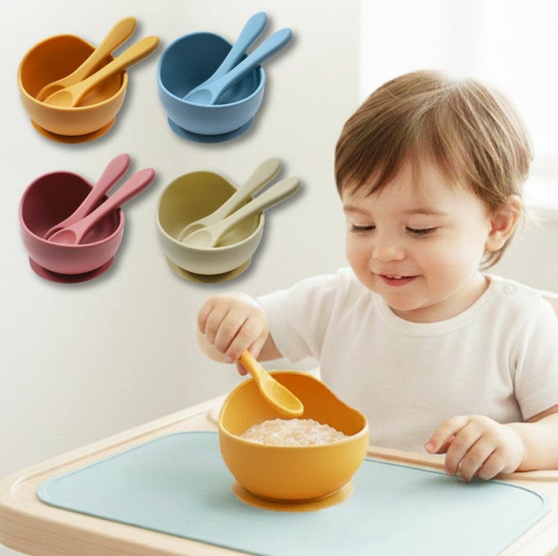 【名入れ無料】 シリコンボウル オールシリコンカトラリー セット スプーン＆フォーク ベビー 吸盤 BABY BOWL 赤ちゃん キッズ こども 食器 離乳 出産祝い ギフト 誕生日 プレゼント