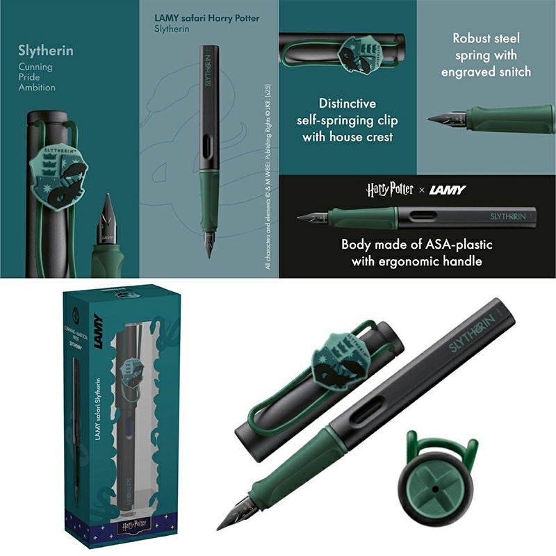 【名入れ無料】ハリーポッター Harry Potter ハリポタ ラミー サファリ LAMY Safari 万年筆 ペーパーブランクス Paperblanks スリザリン ホグワーツの伝説 ウルトラ 罫線 ノート 2点セット
