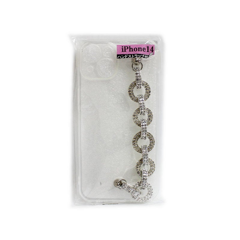  スマホケース ホルダー 携帯ケース iPhone14 ソフト ハンドストラップ付き キラキラ シルバー系
