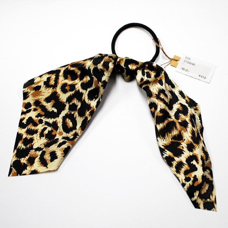  レディース アパレル ヘアゴム 髪ゴム ヘアアクセサリー 髪飾り ヒョウ柄 レオパード ブラウン リボン