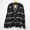 n.o.t. ニットカーディガン 長袖 前開き チェック ブラック 黒  M