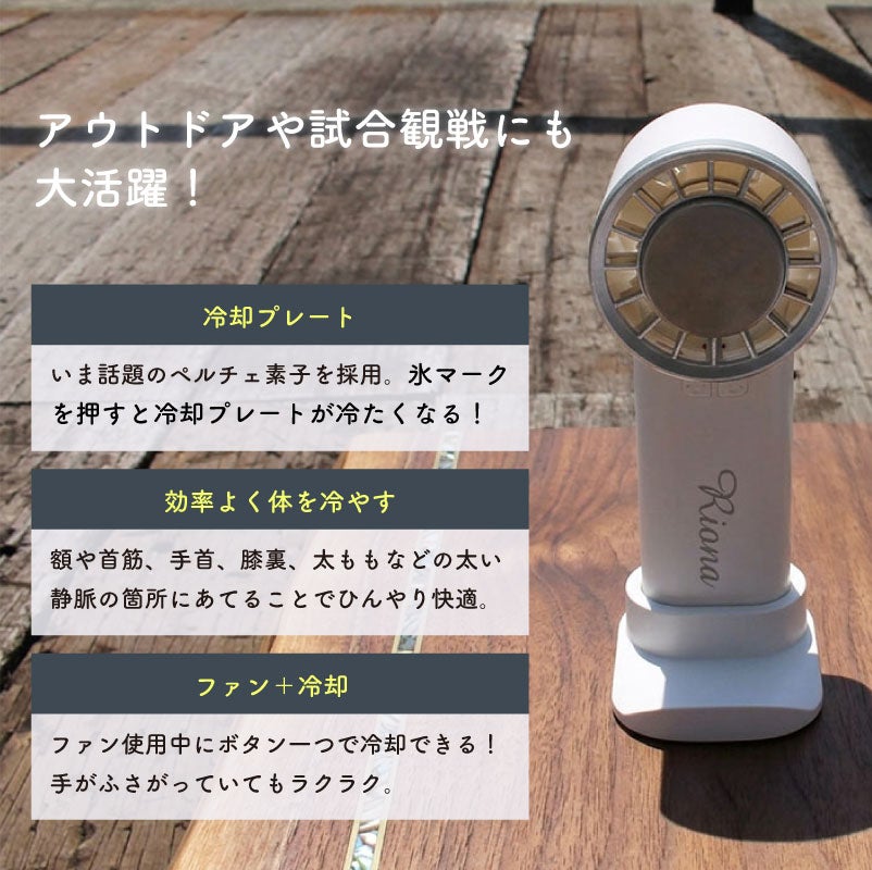 【名入れ】冷却プレートUSBハンディファン 2WAY 手持ち 卓上 チャコールブラック ホワイト 扇風機 冷却 アウトドア 屋外 熱中症 暑さ対策 USB充電 ノベルティ グッズ ギフト 母の日 父の日 プレゼント