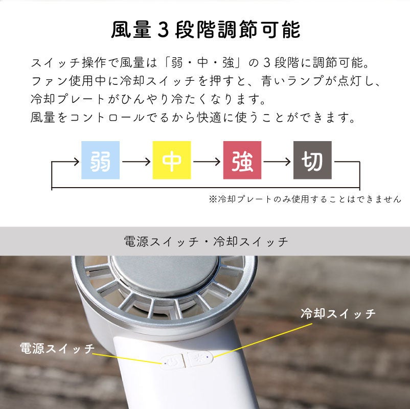 【名入れ】冷却プレートUSBハンディファン 2WAY 手持ち 卓上 チャコールブラック ホワイト 扇風機 冷却 アウトドア 屋外 熱中症 暑さ対策 USB充電 ノベルティ グッズ ギフト 母の日 父の日 プレゼント