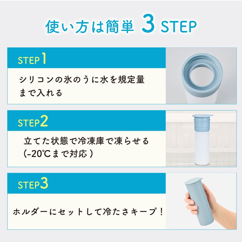 【名入れ】ポータブルシリコン氷のう 氷嚢 アイシングバッグ ボトルタイプ 軽量 持ち運び 携帯 冷凍 チャコールブラック ベージュ ライトブルー ホワイト 冷却 アウトドア 屋外 熱中症 暑さ対策 ノベルティ グッズ ギフト 母の日 父の日 プレゼント
