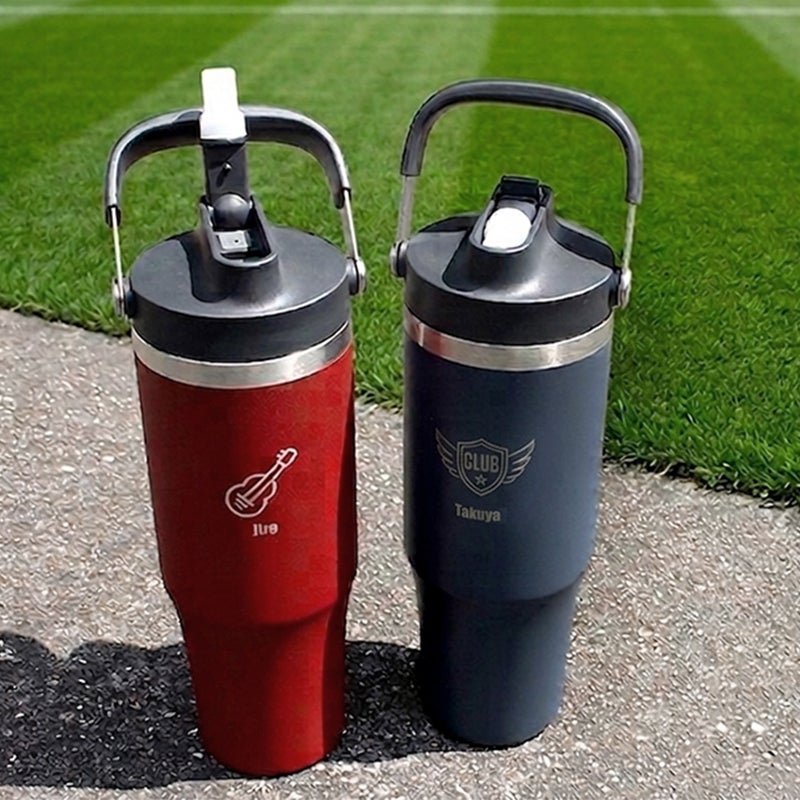 【名入れ無料】【ロゴ対応】フリップストロータンブラー 900ml ステンレス 真空断熱二重構造 保冷 ハンドル付き 2WAY 水筒 SLOOP スループ 熱中症対策 水分補給 スポーツ 卒団 卒業 プレゼント 記念品