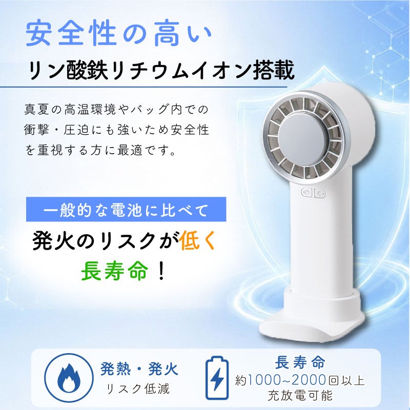 【名入れ】冷却プレートUSBハンディファン リン酸鉄リチウムイオン電池搭載 2WAY 手持ち 卓上 ホワイト 扇風機 冷却 アウトドア 屋外 熱中症 暑さ対策 USB充電 ノベルティ グッズ ギフト 母の日 父の日 プレゼント