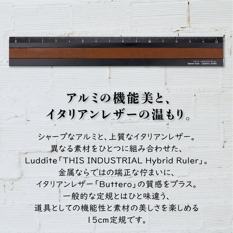 ラダイト LUDDITE THIS INDUSTRIAL Hybrid Ruler 15cm アルミ定規 製図 文房具 日本製 LDTI-HRB