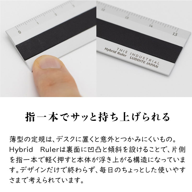 ラダイト LUDDITE THIS INDUSTRIAL Hybrid Ruler 15cm アルミ定規 製図 文房具 日本製 LDTI-HRB