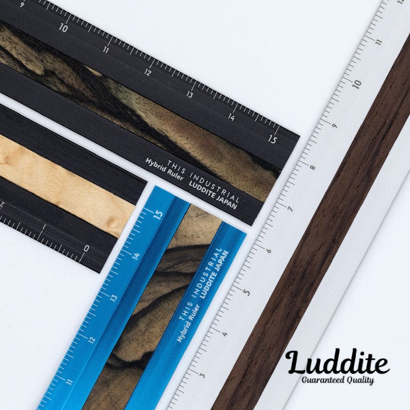 ラダイト LUDDITE THIS INDUSTRIAL Hybrid Ruler Fine Wood 15cm アルミ定規 製図 文房具 日本製 LDTI-HRW