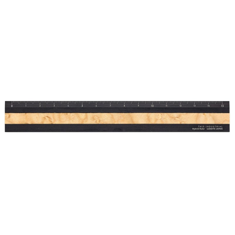 ラダイト LUDDITE THIS INDUSTRIAL Hybrid Ruler Fine Wood 15cm アルミ定規 製図 文房具 日本製 LDTI-HRW