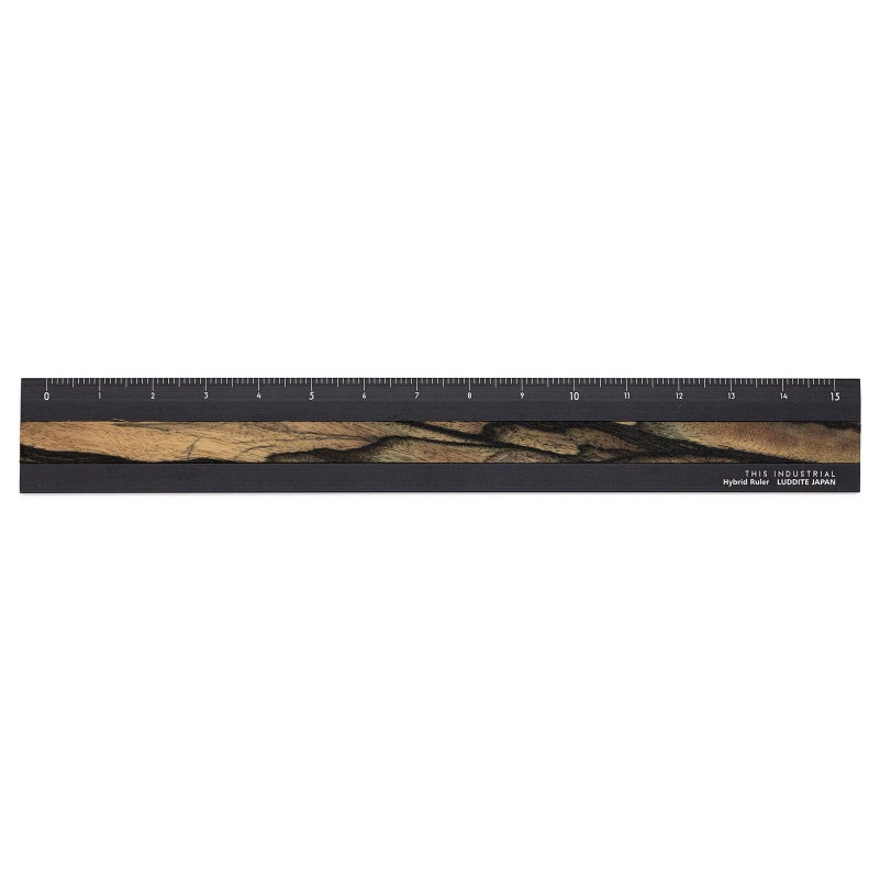 ラダイト LUDDITE THIS INDUSTRIAL Hybrid Ruler Fine Wood 15cm アルミ定規 製図 文房具 日本製 LDTI-HRW