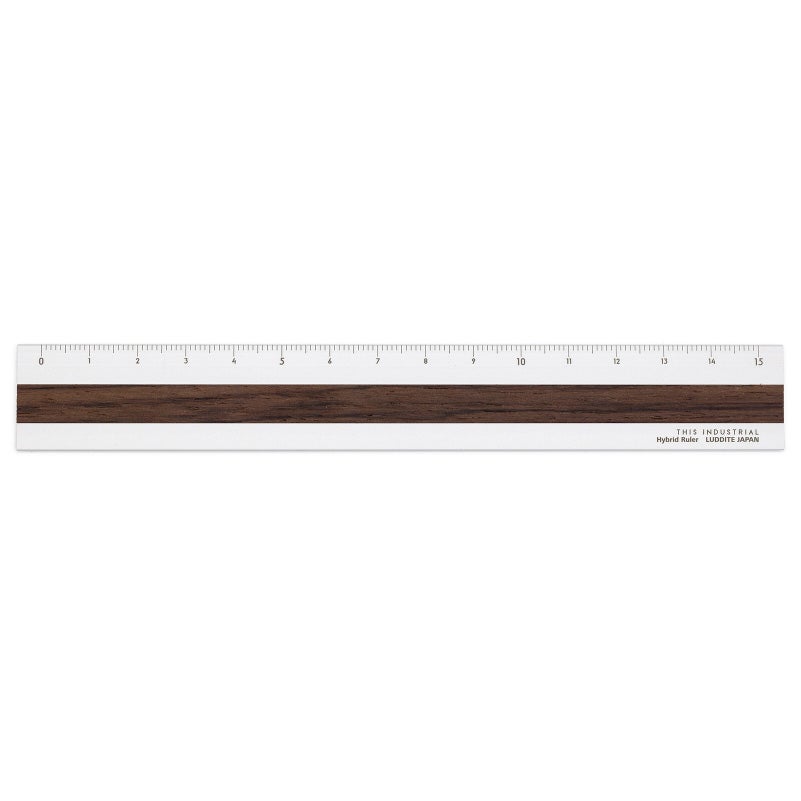 ラダイト LUDDITE THIS INDUSTRIAL Hybrid Ruler Fine Wood 15cm アルミ定規 製図 文房具 日本製 LDTI-HRW