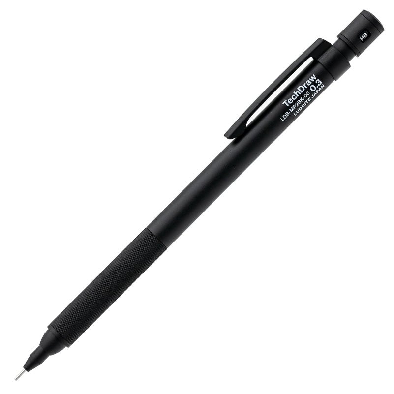 ラダイト LUDDITE TechDraw2 0.5mm 0.3mm BK SV  ブラック シルバー 製図用シャープペンシル シャーペン 文房具 筆記具 ステーショナリー 低重心 金属軸 日本製 LDB-MP2BK