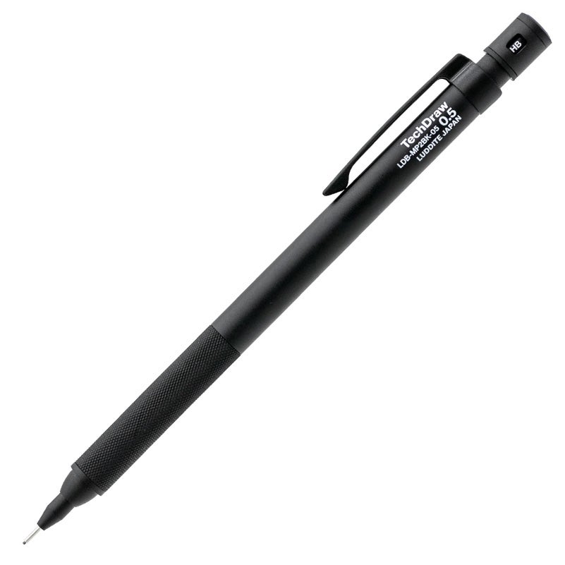 ラダイト LUDDITE TechDraw2 0.5mm 0.3mm BK SV  ブラック シルバー 製図用シャープペンシル シャーペン 文房具 筆記具 ステーショナリー 低重心 金属軸 日本製 LDB-MP2BK